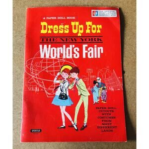 Vintage 1963 New York World’s Fair Dress Up Paper Doll Book Costumes Spertus USA